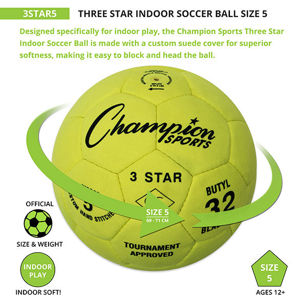 3 Star Indoor Soccer Ball, Size 5