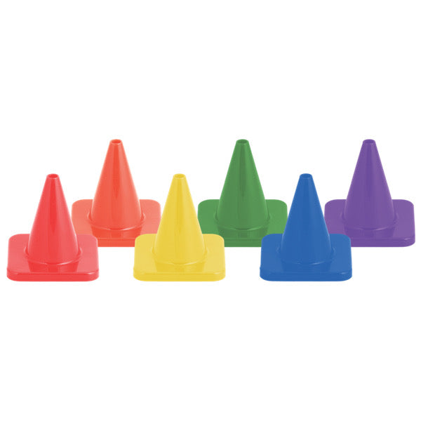 4 Inch High Visibility Flexible Vinyl Cones, Set of 6 Colors