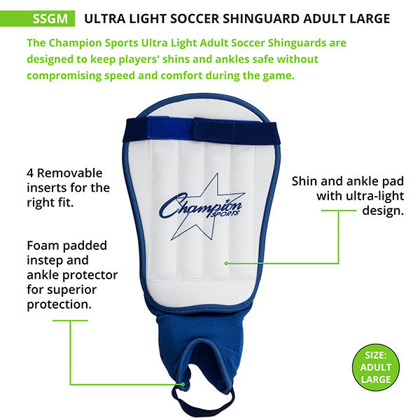 Ultra-light Soccer Shin Guard, Adult, Large