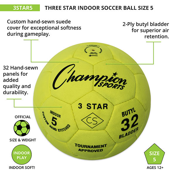 3 Star Indoor Soccer Ball, Size 5