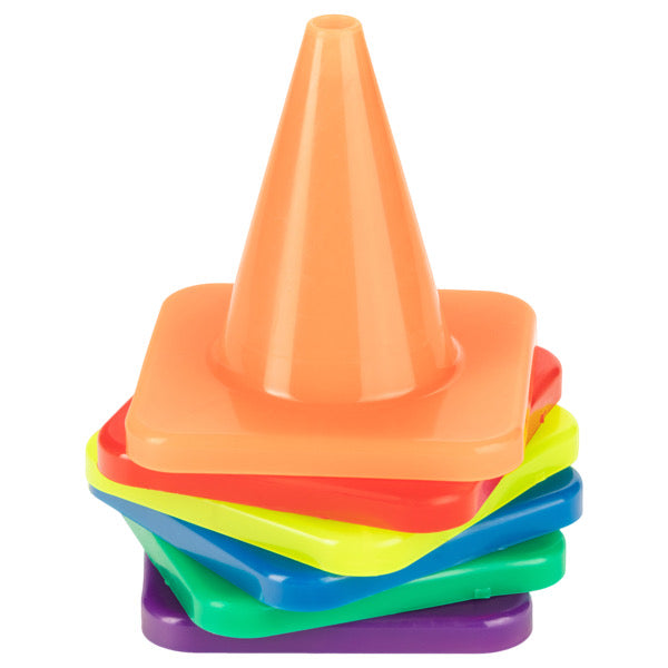 4 Inch High Visibility Flexible Vinyl Cones, Set of 6 Colors