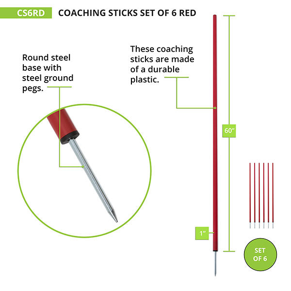 Coaching Sticks, Set of 6, Red