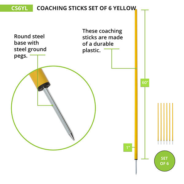 Coaching Stick, Set of 6, Yellow