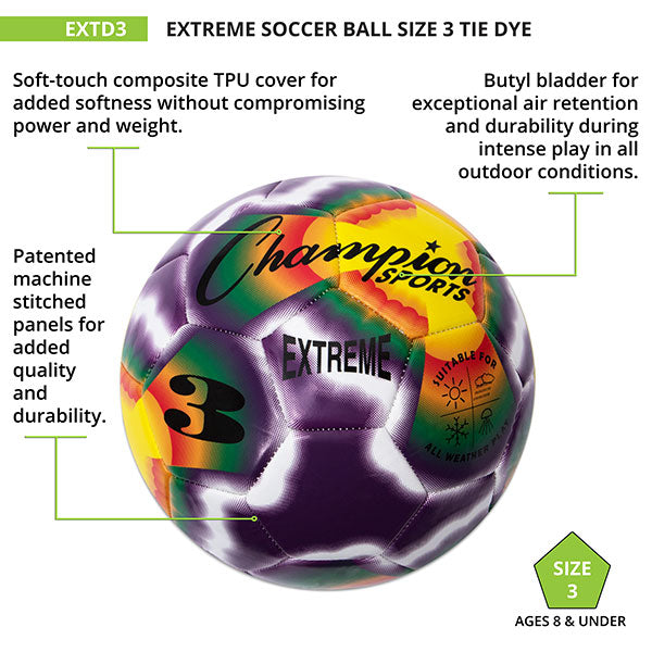 Extreme Tie-Dye Soccer Ball, Size 3