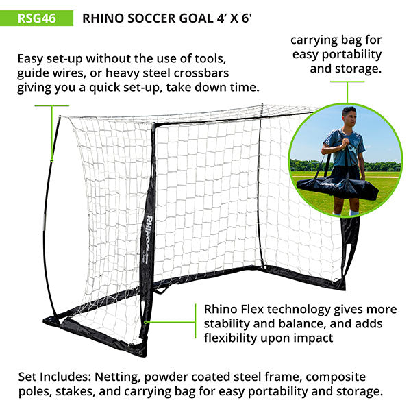 Rhino Flex Portable Soccer Goal 4'x6'